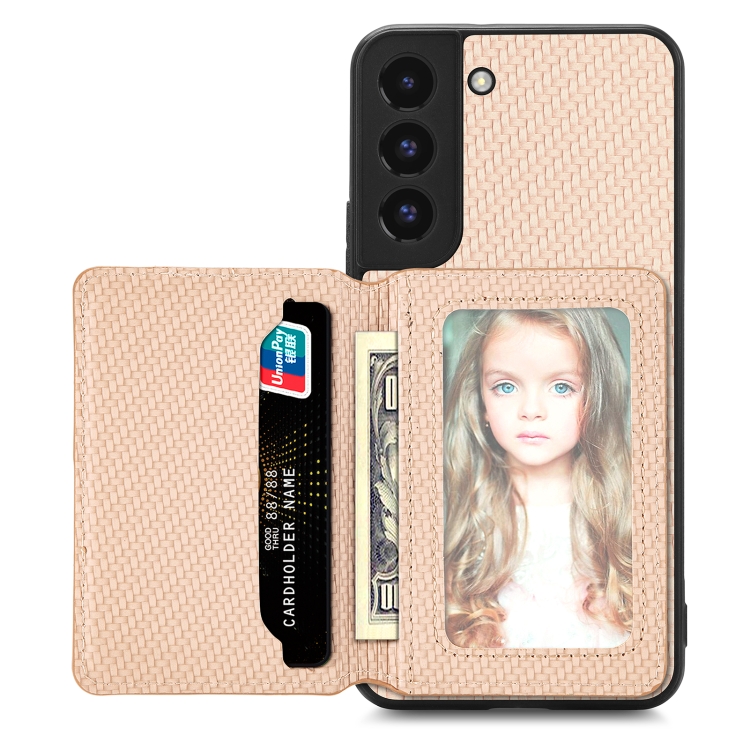 For Samsung Galaxy S22 5G Carbon Fiber Magnetic Card Wallet Bag Phone Case(Khaki)
For Samsung Galaxy S22 5G Carbon Fiber Magnetic Card Wallet Bag Phone Case(Khaki)