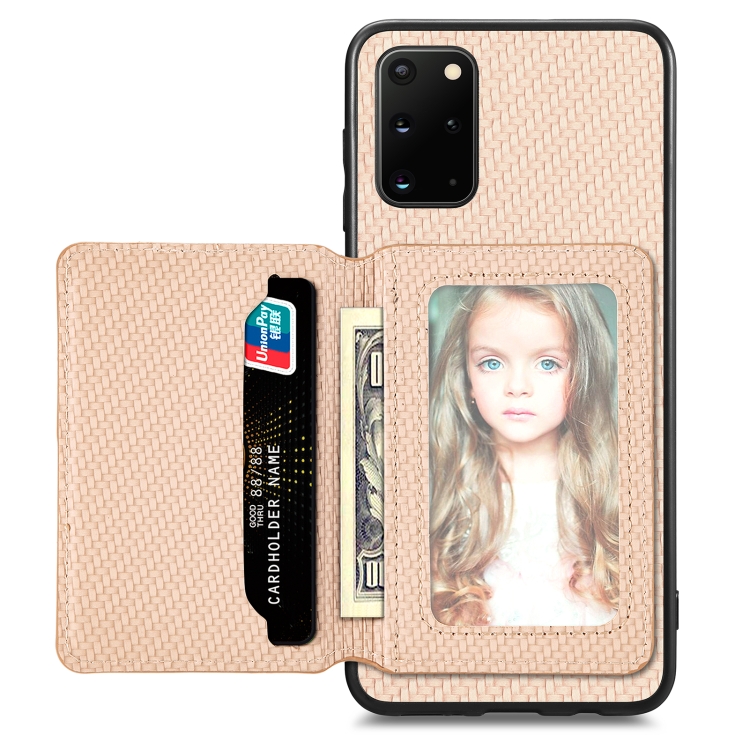 For Samsung Galaxy S20+ Carbon Fiber Magnetic Card Wallet Bag Phone Case(Khaki)
For Samsung Galaxy S20+ Carbon Fiber Magnetic Card Wallet Bag Phone Case(Khaki)