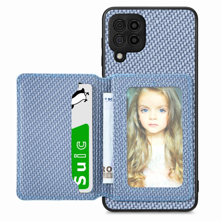 For Samsung Galaxy A22 4G Carbon Fiber Magnetic Card Wallet Bag Phone Case(Blue)
For Samsung Galaxy A22 4G Carbon Fiber Magnetic Card Wallet Bag Phone Case(Blue)