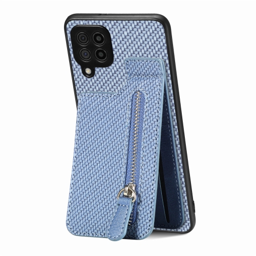 For Samsung Galaxy A22 4G Carbon Fiber Vertical Flip Zipper Wallet Phone Case(Blue)
For Samsung Galaxy A22 4G Carbon Fiber Vertical Flip Zipper Wallet Phone Case(Blue)