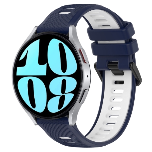 

For Samsung Galaxy Watch 6 40mm 20mm Sports Two-Color Silicone Watch Band(Midnight Blue+White)