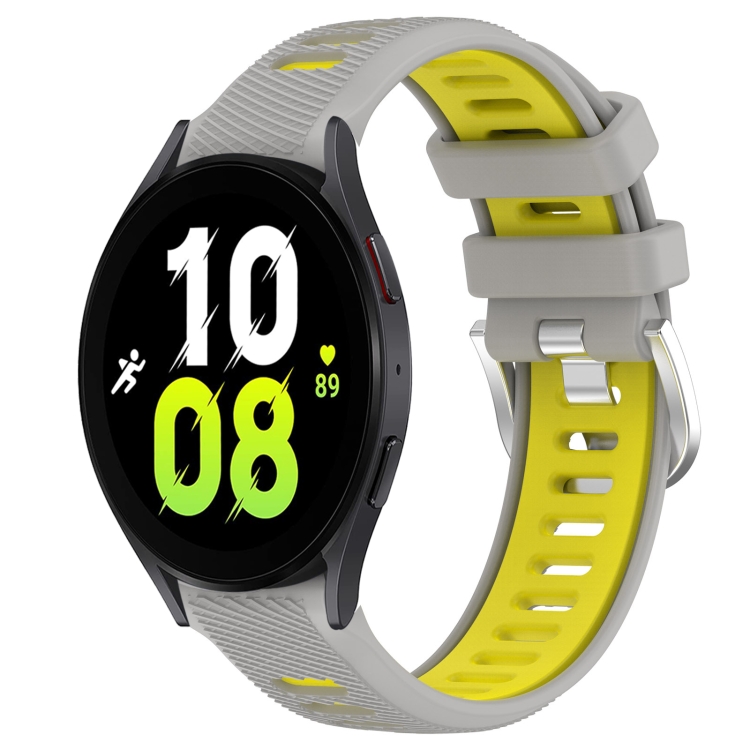 For Samsung Galaxy Watch5 44mm 20mm Sports Two-Color Steel Buckle Silicone Watch Band(Grey+Yellow)
For Samsung Galaxy Watch5 44mm 20mm Sports Two-Color Steel Buckle Silicone Watch Band(Grey+Yellow)