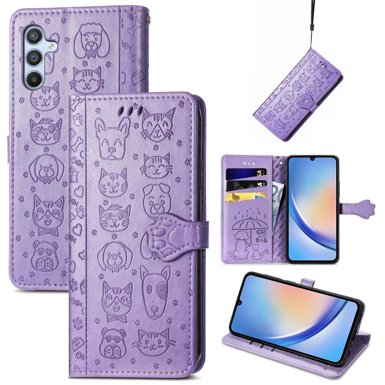 For Samsung Galaxy A34 5G Cat and Dog Embossed Phone Leather Phone Case(Purple)
For Samsung Galaxy A34 5G Cat and Dog Embossed Phone Leather Phone Case(Purple)