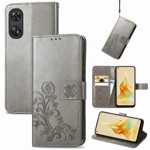 For OPPO Reno8 T 4G Four-leaf Clasp Embossed Buckle Leather Phone Case(Gray)
For OPPO Reno8 T 4G Four-leaf Clasp Embossed Buckle Leather Phone Case(Gray)
