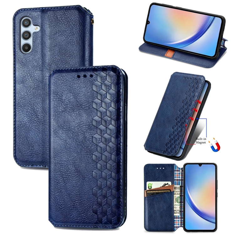 For Samsung Galaxy A34 5G Cubic Grid Pressed Magnetic Leather Phone Case(Blue)
For Samsung Galaxy A34 5G Cubic Grid Pressed Magnetic Leather Phone Case(Blue)