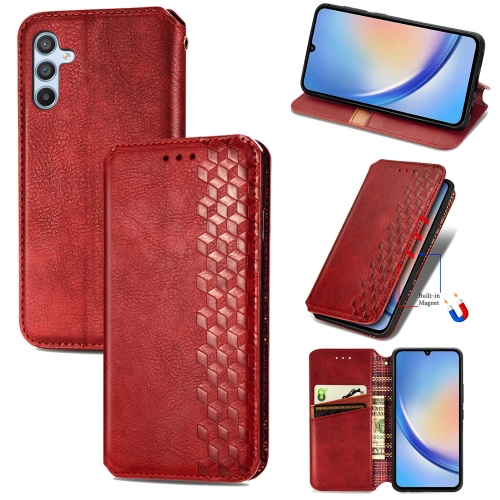 For Samsung Galaxy A34 5G Cubic Grid Pressed Magnetic Leather Phone Case(Red)
For Samsung Galaxy A34 5G Cubic Grid Pressed Magnetic Leather Phone Case(Red)