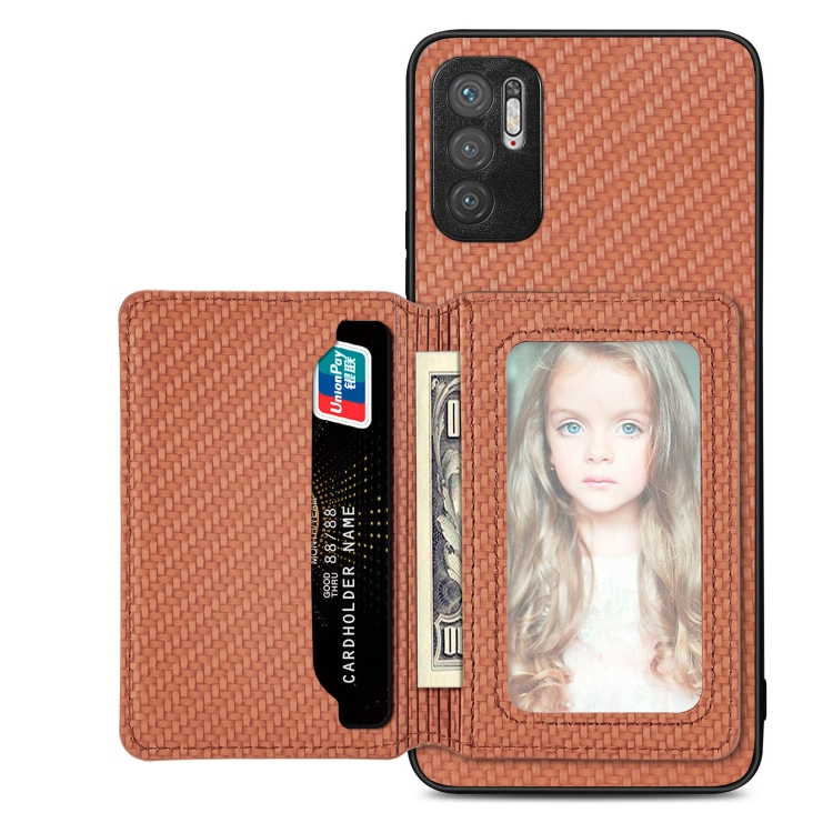For Xiaomi Redmi Note 10 5G Carbon Fiber Magnetic Card Bag Phone Case(Brown)
For Xiaomi Redmi Note 10 5G Carbon Fiber Magnetic Card Bag Phone Case(Brown)