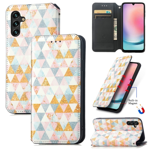 

For Samsung Galaxy A24 4G CaseNeo Colorful Magnetic Leather Phone Case(Rhombus)