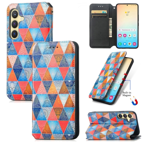 

For Samsung Galaxy S24 5G CaseNeo Colorful Magnetic Leather Phone Case(Rhombus Mandala)