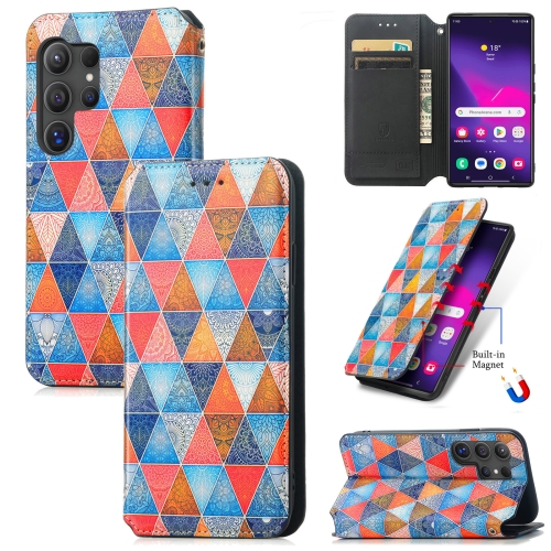 

For Samsung Galaxy S24 Ultra 5G CaseNeo Colorful Magnetic Leather Phone Case(Rhombus Mandala)