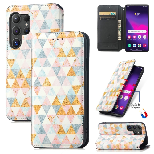 

For Samsung Galaxy S24 Ultra 5G CaseNeo Colorful Magnetic Leather Phone Case(Rhombus)