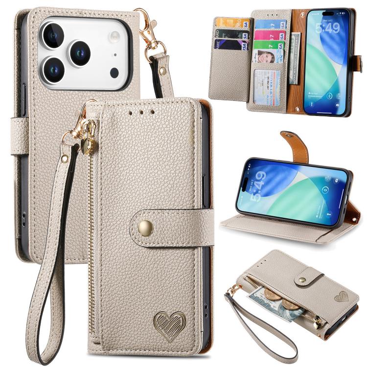 For iPhone 17 Pro Max Love Zipper Lanyard Leather Phone Case(Gray)
For iPhone 17 Pro Max Love Zipper Lanyard Leather Phone Case(Gray)