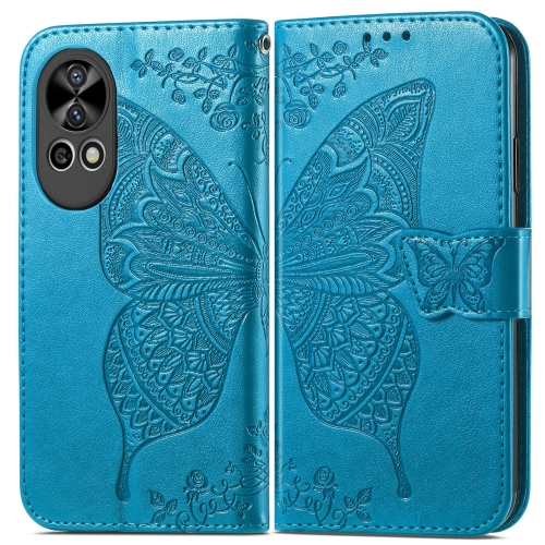 

For Huawei Nova 12 Butterfly Love Flower Embossed Leather Phone Case(Blue)