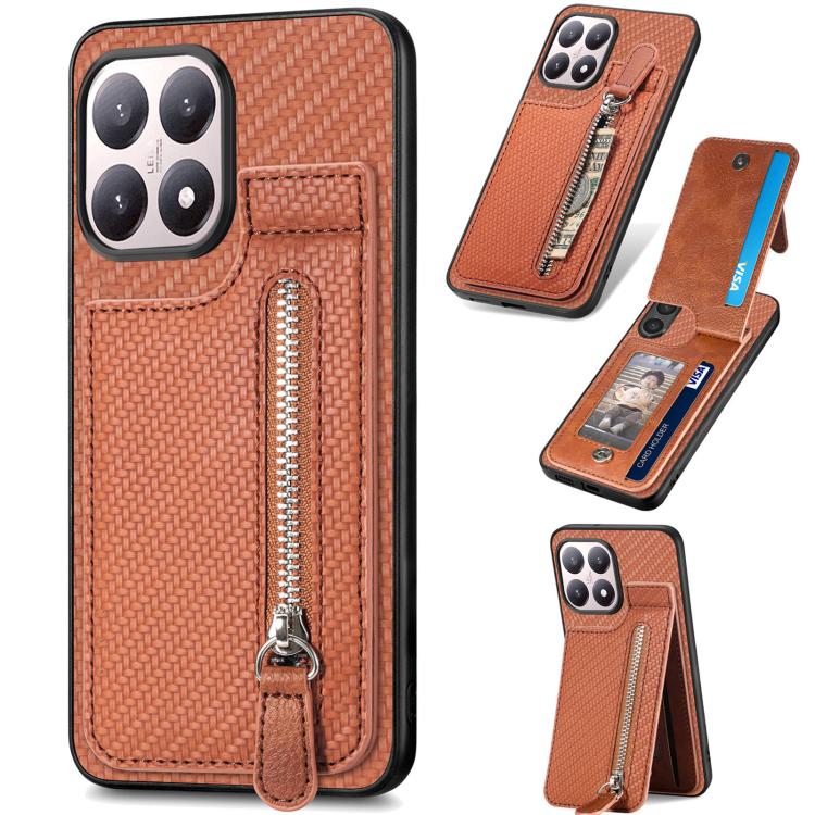 For Xiaomi 15T Carbon Fiber Vertical Flip Zipper Phone Case(Brown)
For Xiaomi 15T Carbon Fiber Vertical Flip Zipper Phone Case(Brown)