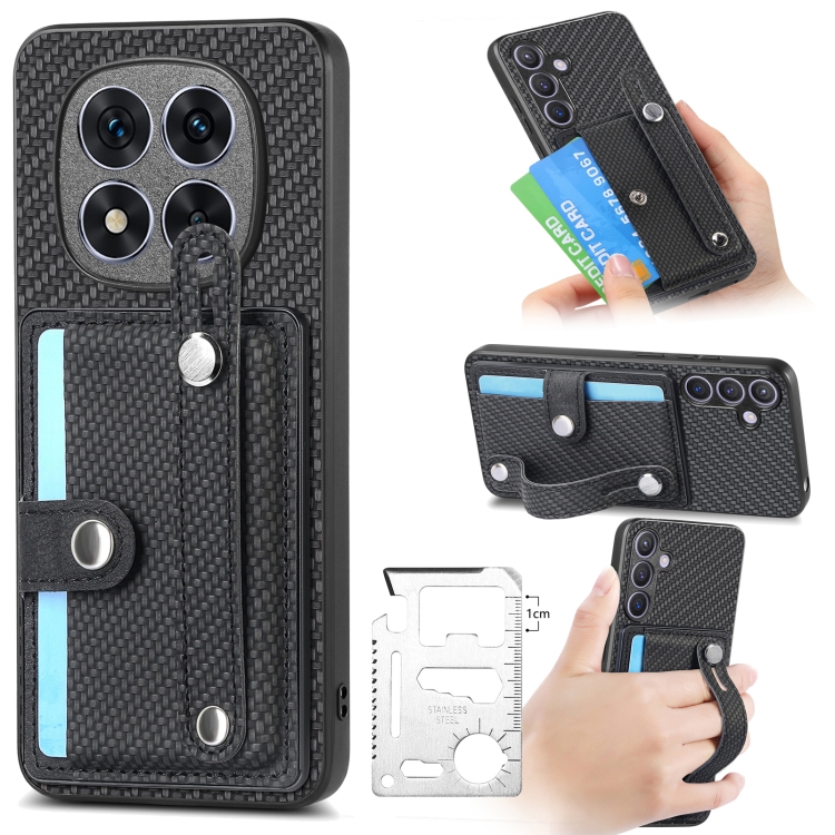 For Redmi Note 14 Pro 5G Wristband Kickstand Card Wallet Back Phone Case with Tool Knife(Black)
For Redmi Note 14 Pro 5G Wristband Kickstand Card Wallet Back Phone Case with Tool Knife(Black)