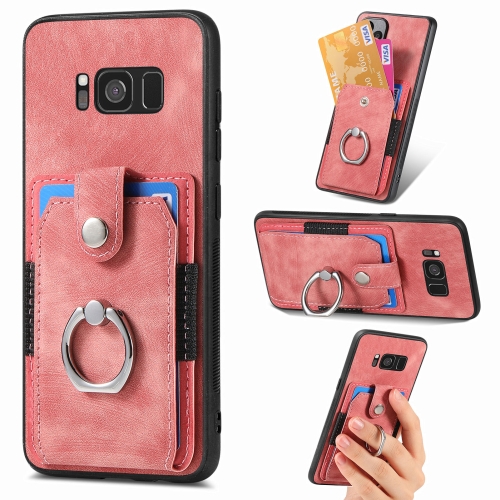 

For Samsung Galaxy S8 Retro Skin-feel Ring Card Wallet Phone Case(Pink)