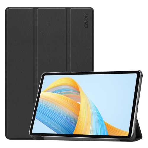 

For Honor Pad V8 ENKAY Tri-fold Custer Texture Leather Smart Tablet Case(Black)