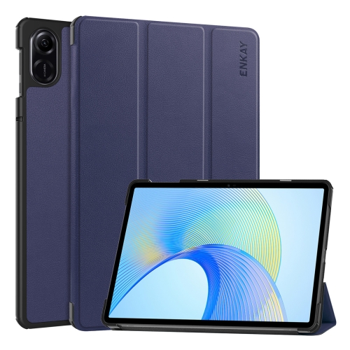 

For Honor Pad X8 Pro / X9 11.5 ENKAY Tri-fold Custer Texture Leather Smart Tablet Case(Dark Blue)