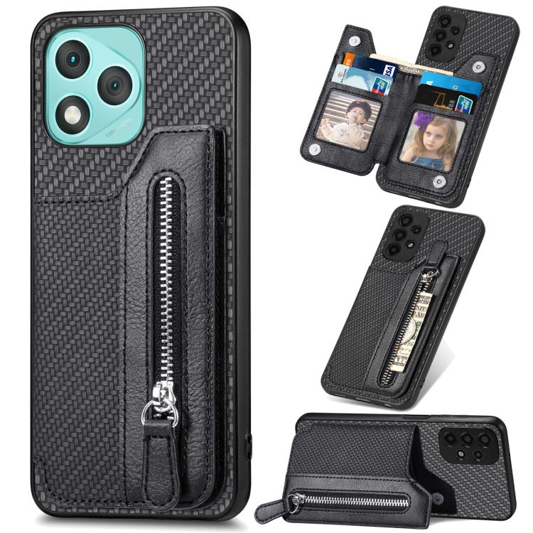 For Honor 400 Lite Global Carbon Fiber Horizontal Flip Zipper Wallet Phone Case(Black)
For Honor 400 Lite Global Carbon Fiber Horizontal Flip Zipper Wallet Phone Case(Black)