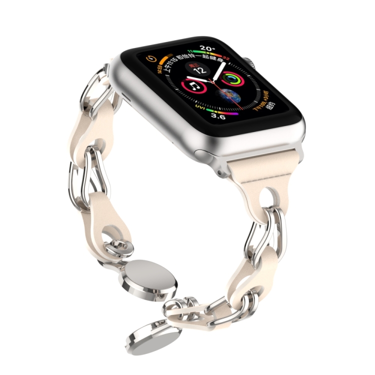 For Apple Watch Ultra 49mm Hollow Leather Chain Magnetic Buckle Watch Band(Starlight Color)
For Apple Watch Ultra 49mm Hollow Leather Chain Magnetic Buckle Watch Band(Starlight Color)
