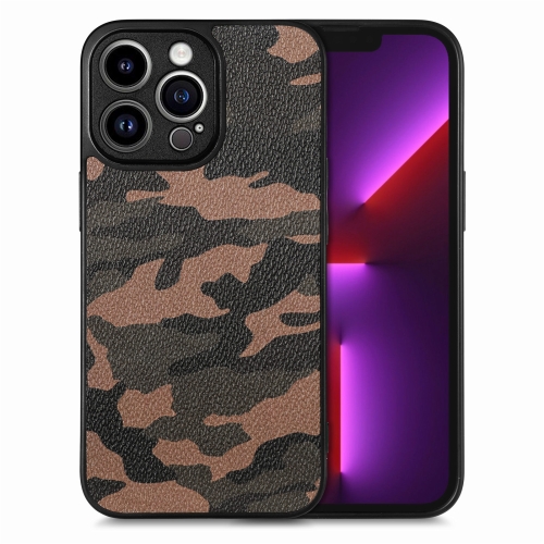 

For iPhone 13 Pro Camouflage Leather Back Cover Phone Case(Brown)