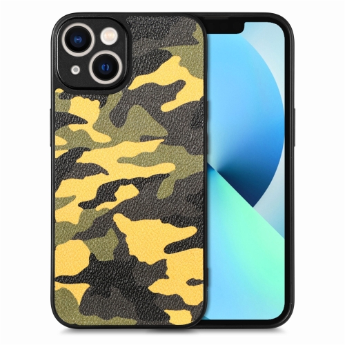 

For iPhone 13 Pro Max Camouflage Leather Back Cover Phone Case(Yellow)