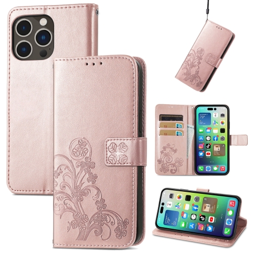 For iPhone 15 Pro Max Four-leaf Clasp Embossed Buckle Leather Phone Case(Rose Gold)
For iPhone 15 Pro Max Four-leaf Clasp Embossed Buckle Leather Phone Case(Rose Gold)