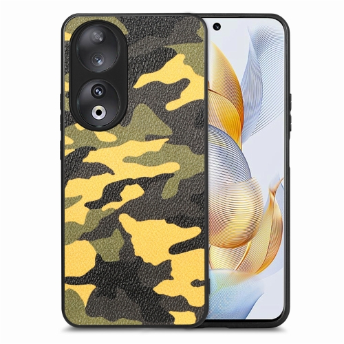 

For Honor 90 Camouflage Leather Back Cover Phone Case(Yellow)