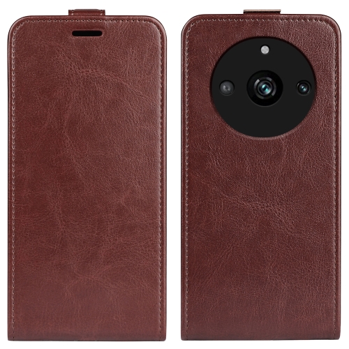 

For Realme 11 Pro R64 Texture Vertical Flip Leather Phone Case(Brown)