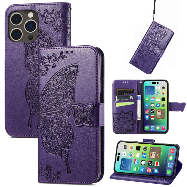 For iPhone 15 Pro Max Butterfly Love Flower Embossed Leather Phone Case(Dark Purple)
For iPhone 15 Pro Max Butterfly Love Flower Embossed Leather Phone Case(Dark Purple)