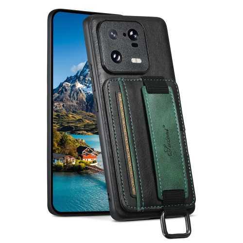 

For Xiaomi 13 Pro Suteni H13 Card Wallet Wrist Strap Holder PU Phone Case(black)