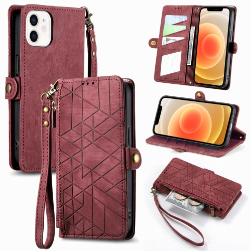 For iPhone 12 mini Geometric Zipper Wallet Side Buckle Leather Phone Case(Red)
For iPhone 12 mini Geometric Zipper Wallet Side Buckle Leather Phone Case(Red)