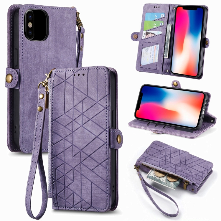 For iPhone X / XS Geometric Zipper Wallet Side Buckle Leather Phone Case(Purple)
For iPhone X / XS Geometric Zipper Wallet Side Buckle Leather Phone Case(Purple)