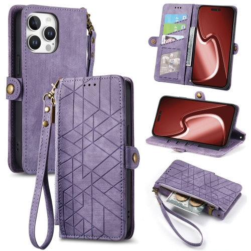 For iPhone 16 Pro Geometric Zipper Wallet Side Buckle Leather Phone Case(Purple)
For iPhone 16 Pro Geometric Zipper Wallet Side Buckle Leather Phone Case(Purple)