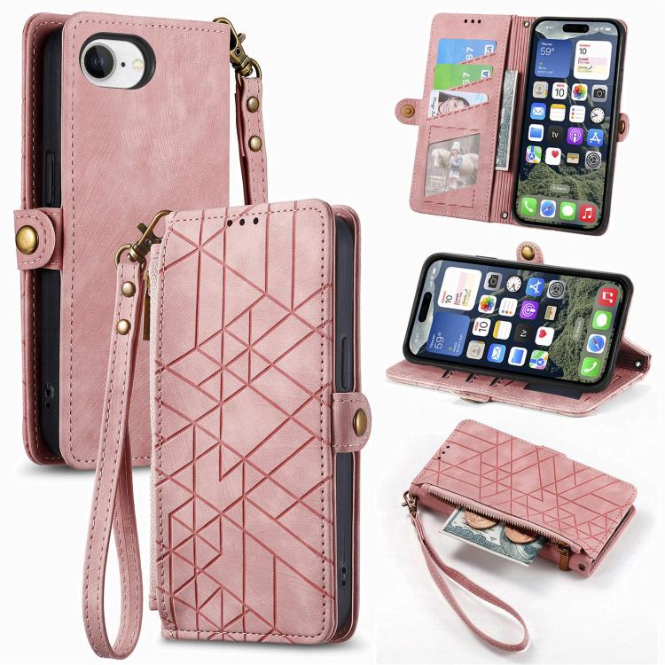 For iPhone 16e Geometric Zipper Wallet Side Buckle Leather Phone Case(Pink)
For iPhone 16e Geometric Zipper Wallet Side Buckle Leather Phone Case(Pink)