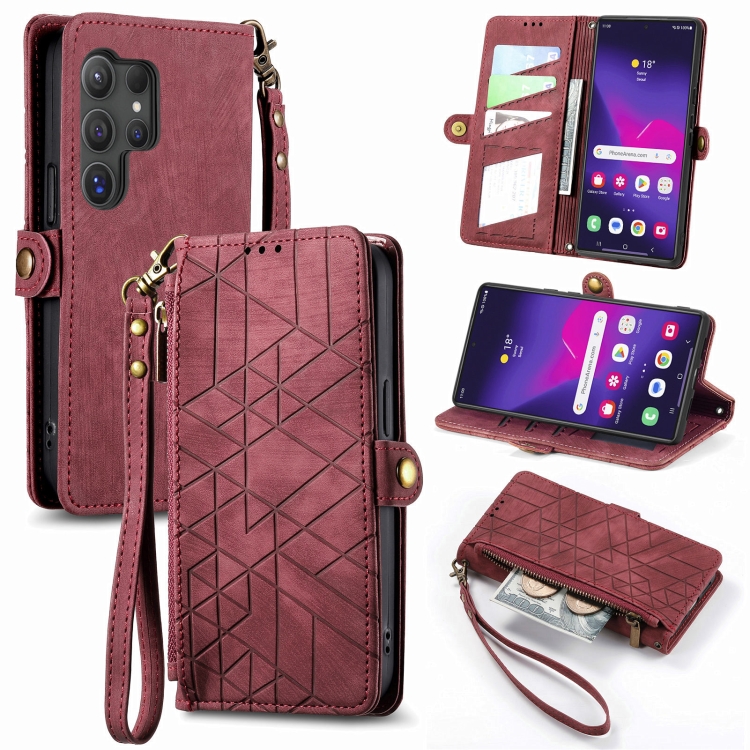 For Samsung Galaxy S25 Ultra 5G Geometric Zipper Wallet Side Buckle Leather Phone Case(Red)
For Samsung Galaxy S25 Ultra 5G Geometric Zipper Wallet Side Buckle Leather Phone Case(Red)