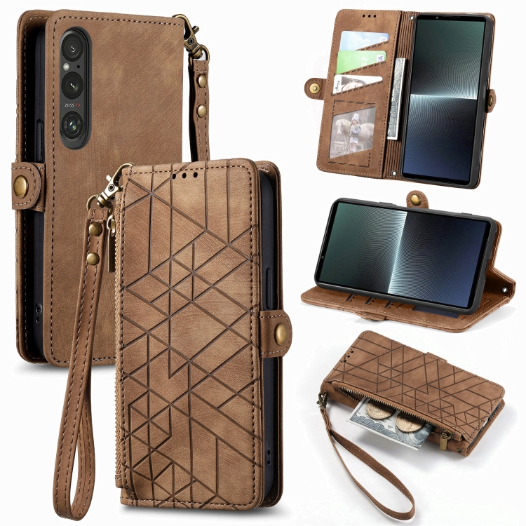 For Sony Xperia 1 IV Geometric Zipper Wallet Side Buckle Leather Phone Case(Brown)
For Sony Xperia 1 IV Geometric Zipper Wallet Side Buckle Leather Phone Case(Brown)