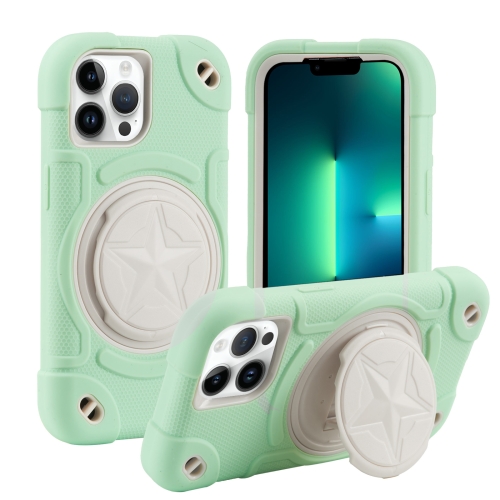 

For iPhone 13 Pro Max Shield PC Hybrid Silicone Phone Case(Fresh Green)