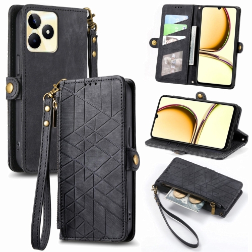 For Realme C53 Geometric Zipper Wallet Side Buckle Leather Phone Case(Black)
For Realme C53 Geometric Zipper Wallet Side Buckle Leather Phone Case(Black)