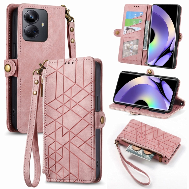For Realme 10 Pro Geometric Zipper Wallet Side Buckle Leather Phone Case(Pink)
For Realme 10 Pro Geometric Zipper Wallet Side Buckle Leather Phone Case(Pink)