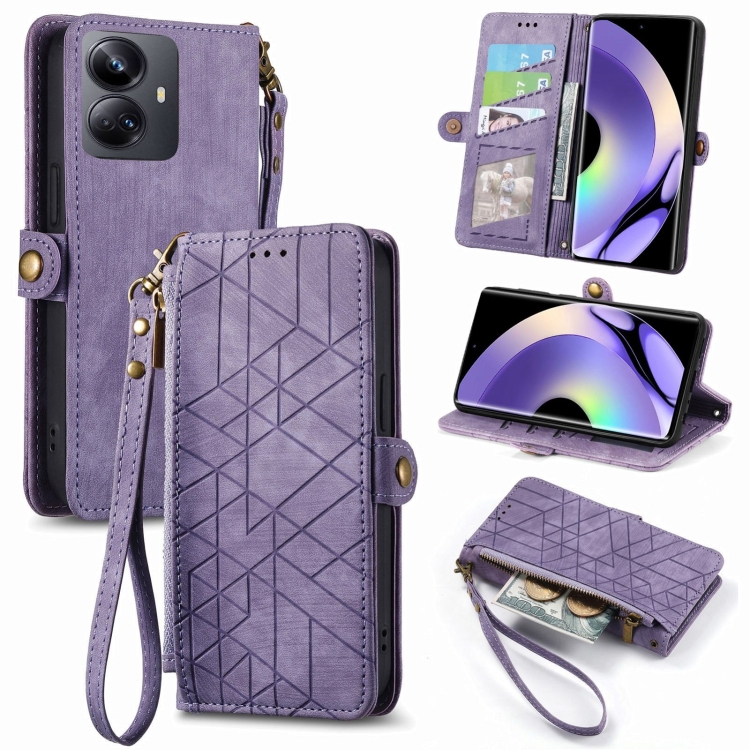 For Realme 10 Pro+ Geometric Zipper Wallet Side Buckle Leather Phone Case(Purple)
For Realme 10 Pro+ Geometric Zipper Wallet Side Buckle Leather Phone Case(Purple)