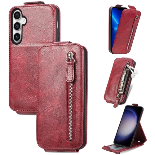 

For Samsung Galaxy S23 FE 5G Zipper Wallet Vertical Flip Leather Phone Case(Red)