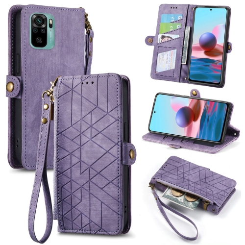 For Xiaomi Redmi Note 10 4G Geometric Zipper Wallet Side Buckle Leather Phone Case(Purple)
For Xiaomi Redmi Note 10 4G Geometric Zipper Wallet Side Buckle Leather Phone Case(Purple)