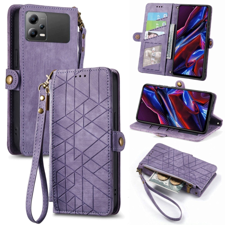 For Xiaomi Poco X5 Geometric Zipper Wallet Side Buckle Leather Phone Case(Purple)
For Xiaomi Poco X5 Geometric Zipper Wallet Side Buckle Leather Phone Case(Purple)