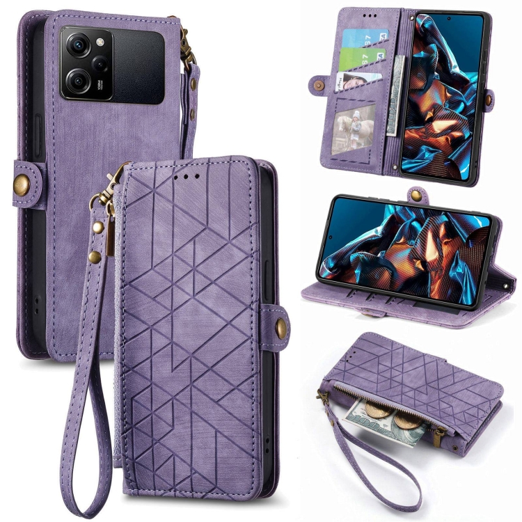For Xiaomi Poco X5 Pro Geometric Zipper Wallet Side Buckle Leather Phone Case(Purple)
For Xiaomi Poco X5 Pro Geometric Zipper Wallet Side Buckle Leather Phone Case(Purple)