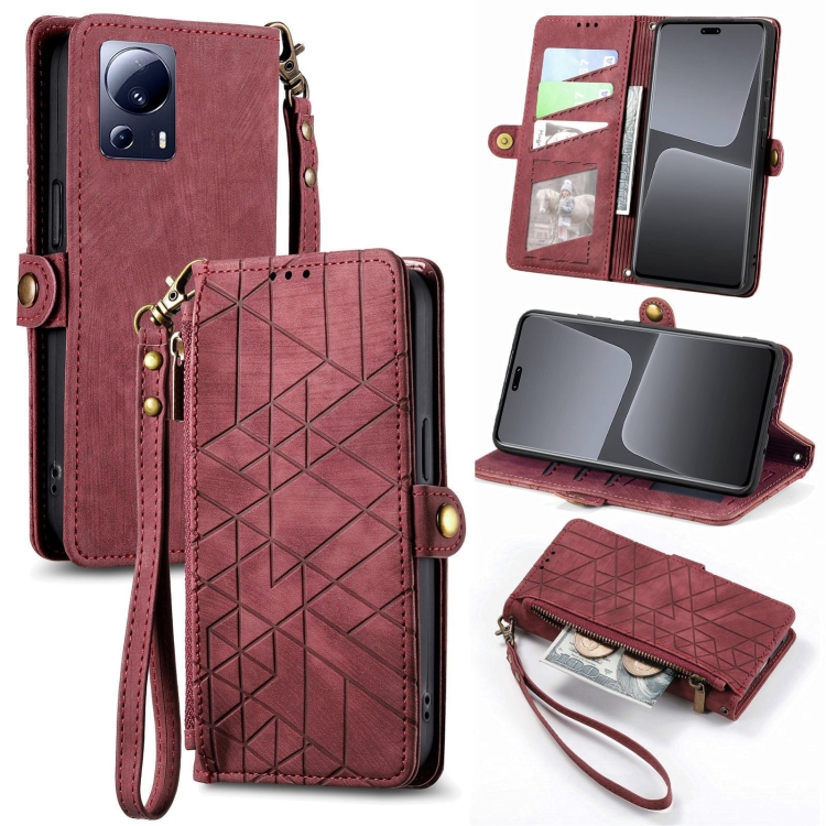 For Xiaomi 13 Lite Geometric Zipper Wallet Side Buckle Leather Phone Case(Red)
For Xiaomi 13 Lite Geometric Zipper Wallet Side Buckle Leather Phone Case(Red)