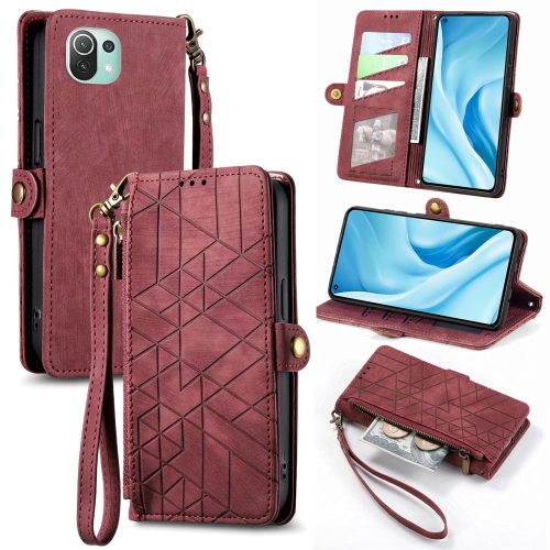 For Xiaomi Mi 11 Lite Geometric Zipper Wallet Side Buckle Leather Phone Case(Red)
For Xiaomi Mi 11 Lite Geometric Zipper Wallet Side Buckle Leather Phone Case(Red)