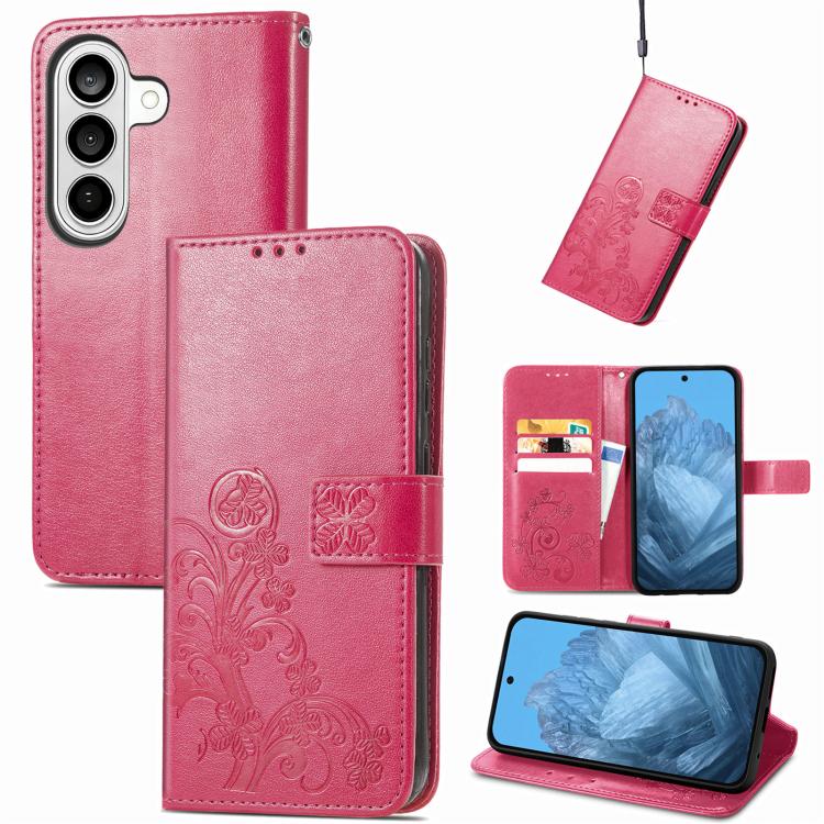 For Galaxy S26 FE 5G Four-leaf Clasp Embossed Buckle Leather Phone Case(Magenta)
For Galaxy S26 FE 5G Four-leaf Clasp Embossed Buckle Leather Phone Case(Magenta)