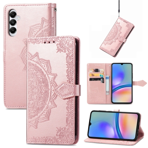 

For Samsung Galaxy Z Fold5 Mandala Flower Embossed Leather Phone Case(Rose Gold)