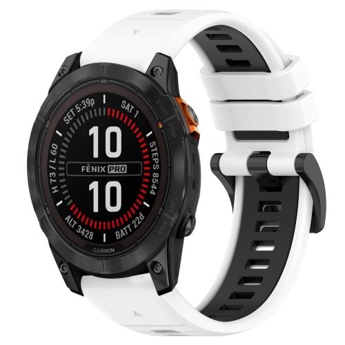 

For Garmin Fenix 7S Pro 42mm 20mm Sports Two-Color Silicone Watch Band(White+Black)